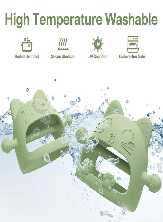 Onomie Baby Teething Toys for Babies 0-6 Months-Baby Teether,Anti-Drop Silicone Mitten Teething Toy for Soothing Sore Gums,Teething Pacifier,Baby Toys 6 to 12 Months-Ideal Travel Essentials for (Avocado, Cat) - Image 4