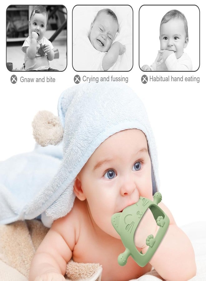 Onomie Baby Teething Toys for Babies 0-6 Months-Baby Teether,Anti-Drop Silicone Mitten Teething Toy for Soothing Sore Gums,Teething Pacifier,Baby Toys 6 to 12 Months-Ideal Travel Essentials for (Avocado, Cat) - Image 3