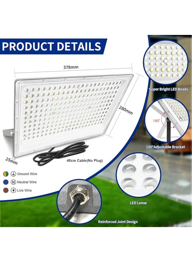 كشاف إضاءة LED خارجي 200 واط، مقاوم للماء IP65، 10000 لومن، ضوء أبيض - Image 2