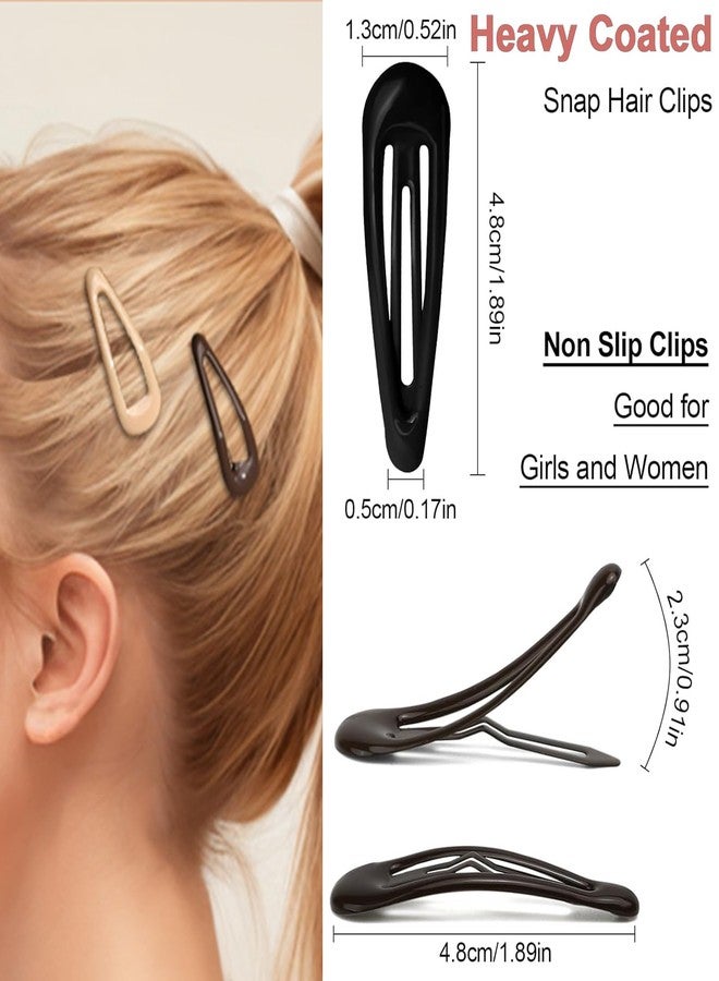 FXHDC-M 20PCS Metal Snap Hair Clips for Women - No Slip Barrettes for Thin & Thick Hair, 1.97 Inch Small Hair Clips (White Black Beige Brown Coffee) - Image 2