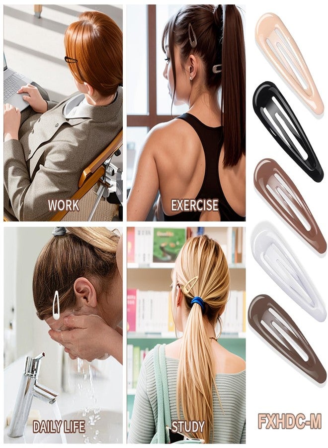 FXHDC-M 20PCS Metal Snap Hair Clips for Women - No Slip Barrettes for Thin & Thick Hair, 1.97 Inch Small Hair Clips (White Black Beige Brown Coffee) - Image 5
