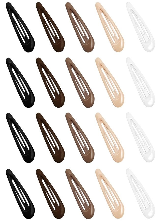 FXHDC-M 20PCS Metal Snap Hair Clips for Women - No Slip Barrettes for Thin & Thick Hair, 1.97 Inch Small Hair Clips (White Black Beige Brown Coffee) - Image 1