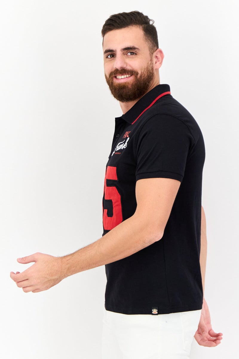 Paul Frank قميص بولو قصير الأكمام مزين للرجال بتصميم عادي، أسود - Image 2