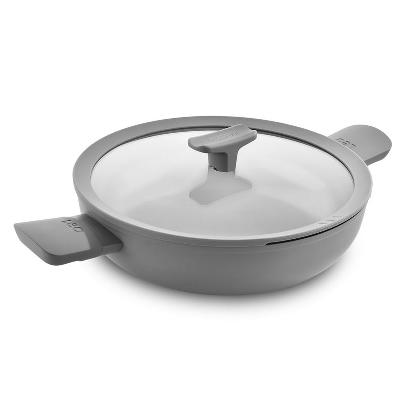 Berghoff 24 cm Recycled Aluminum Non-Stick Cooking Kadhai & Toughened Glass Lid | CeraGreen Ceramic Coating| PTFE, PFAS Free |Induction, Dishwasher Ready |Dark Grey |5 Yr Warranty - Image 1