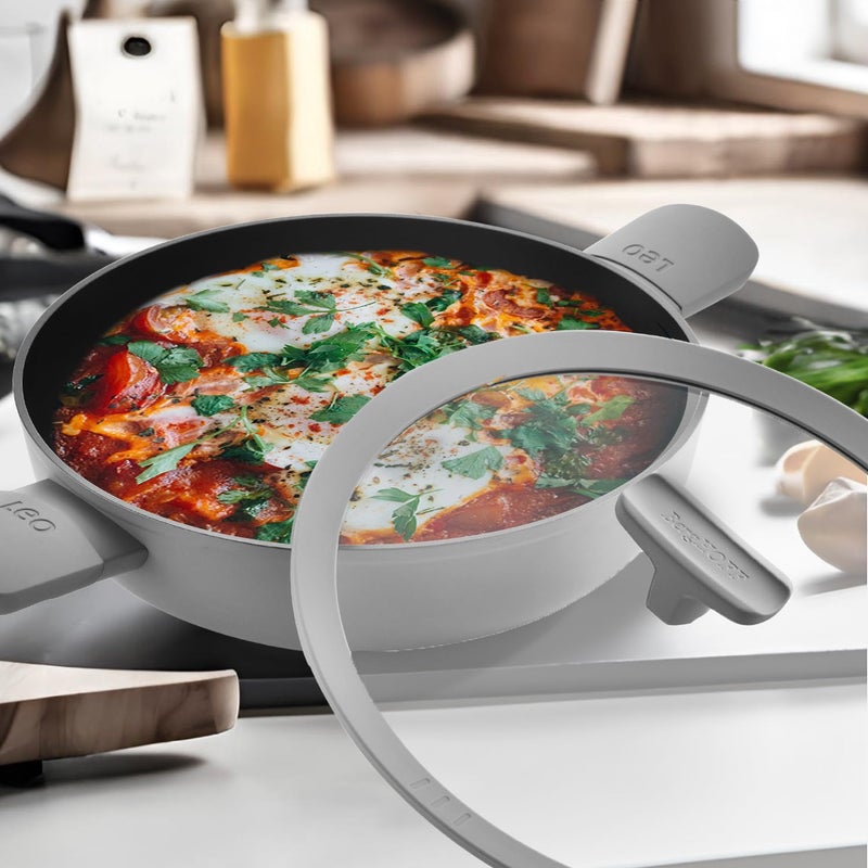 Berghoff 24 cm Recycled Aluminum Non-Stick Cooking Kadhai & Toughened Glass Lid | CeraGreen Ceramic Coating| PTFE, PFAS Free |Induction, Dishwasher Ready |Dark Grey |5 Yr Warranty - Image 5