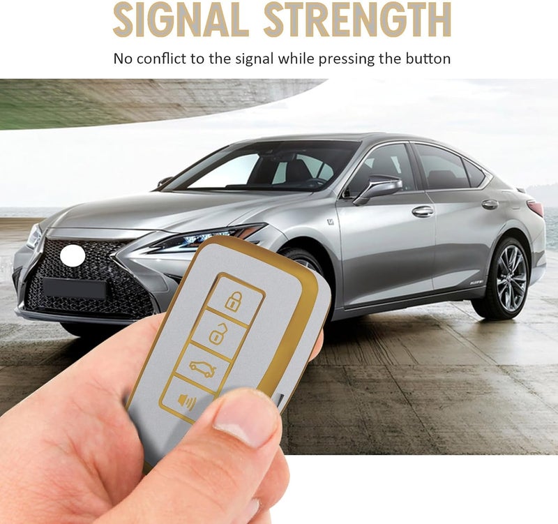 وركاس غطاء مفتاح ذكي بنمط 4 أزرق متوافق مع RX ES GS LS NX RS GX LX RC LC (رملي سريع - ذهبي) - Image 3