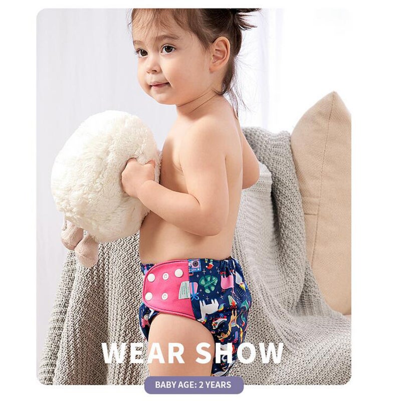 4pcs/pack Baby Cloth Diapers Washable Reusable Pocket Cloth Diaper Quick Dry Breathable Waterproof One Size Adjustable for Baby Girls Boys Infants - Image 3