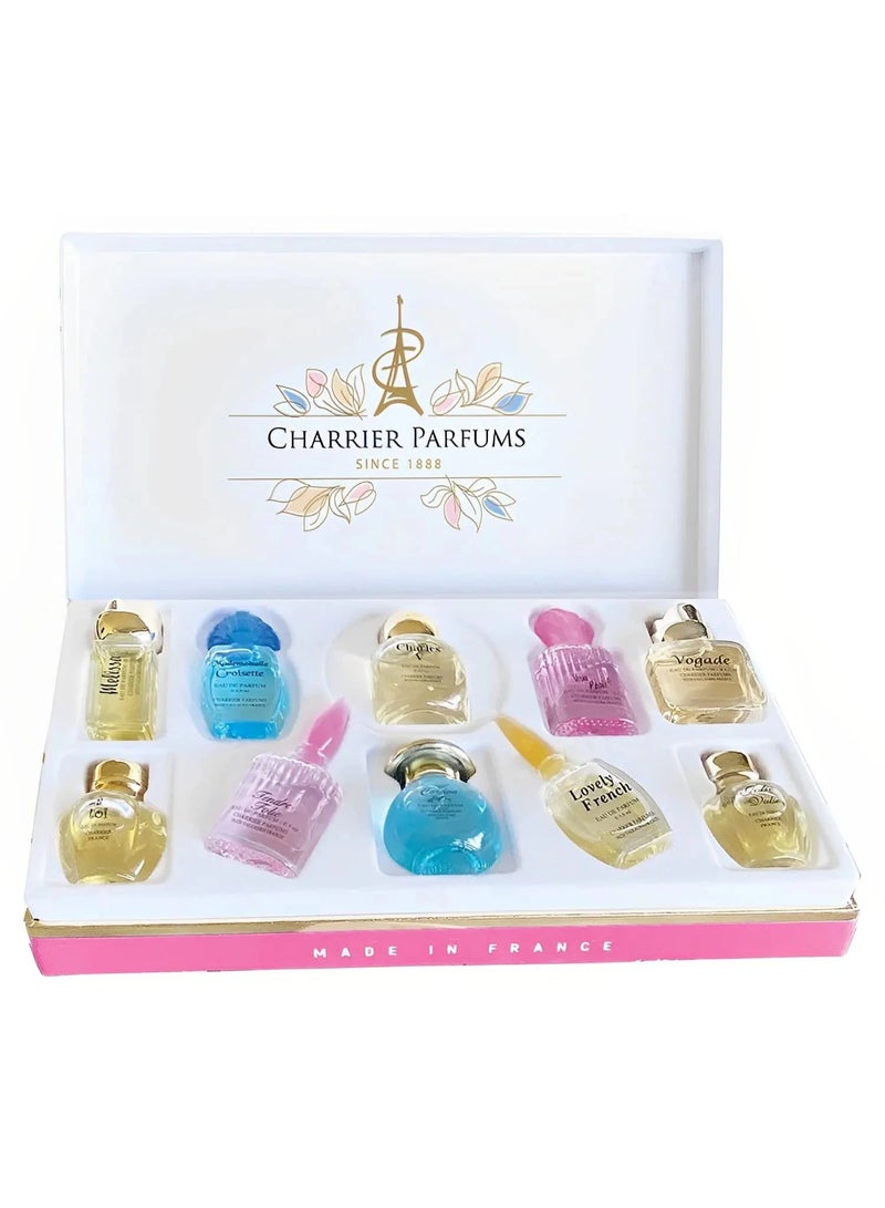 CHARRIER PARFUMS 10 Eaux de Parfum MINIATURE Gift Box 58.8 ml - Made in France - Image 1
