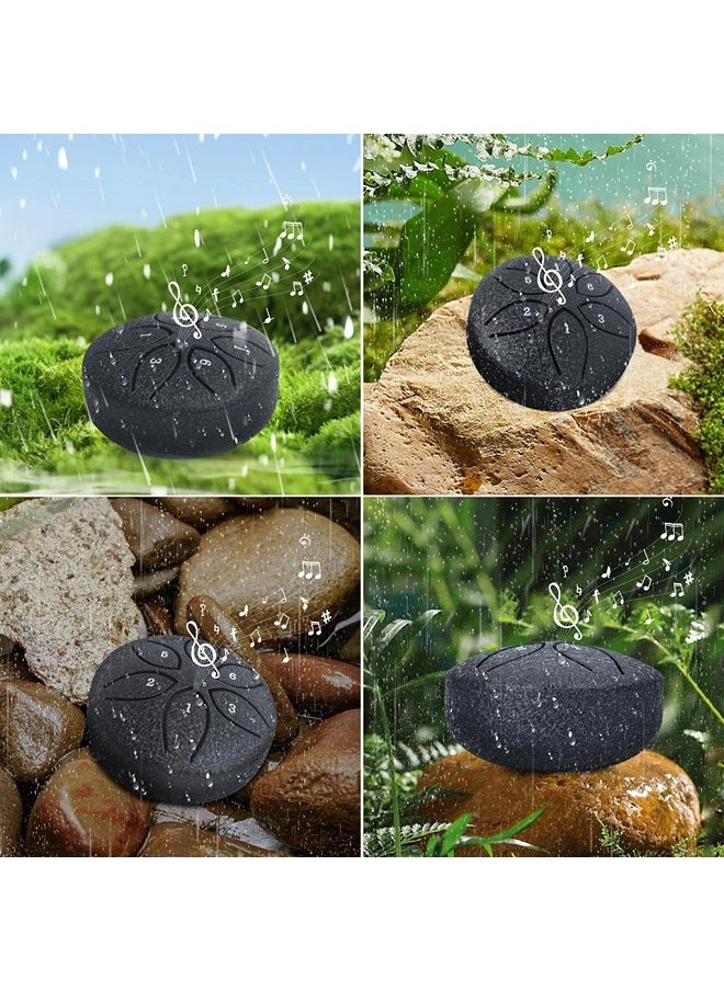 ShebSheb Mini Rain Drum for Outside, 3 Inch 6 Notes Steel Tongue Drum, Waterproof Musical Instrument for Garden  - Image 4