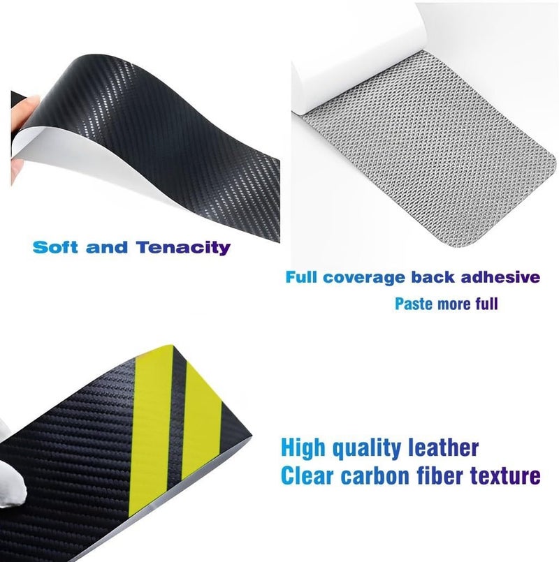 QOMAGO 4 قطع ملصقات حماية عتبة الباب من الخدوش المتوافقة مع دودج تشارجر، ملصقات حماية عتبة السيارة، مادة جلدية محسنة بنسيج ألياف الكربون، مقاومة للخدوش (أصفر) - Image 4