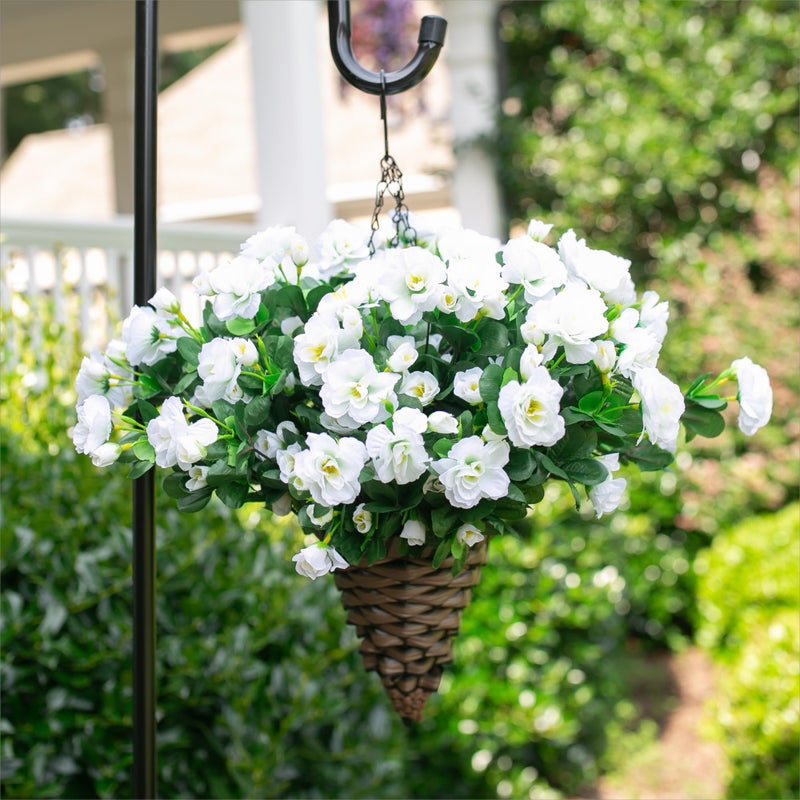 Ivydale Artificial Fake White Flowers Plants for Spring Outdoor Outside, Faux Silk Camellia UV Resistant Realistic for Front Door Porch Patio Balcony Garden Yard Decor, 3 Large Bundles - Image 3