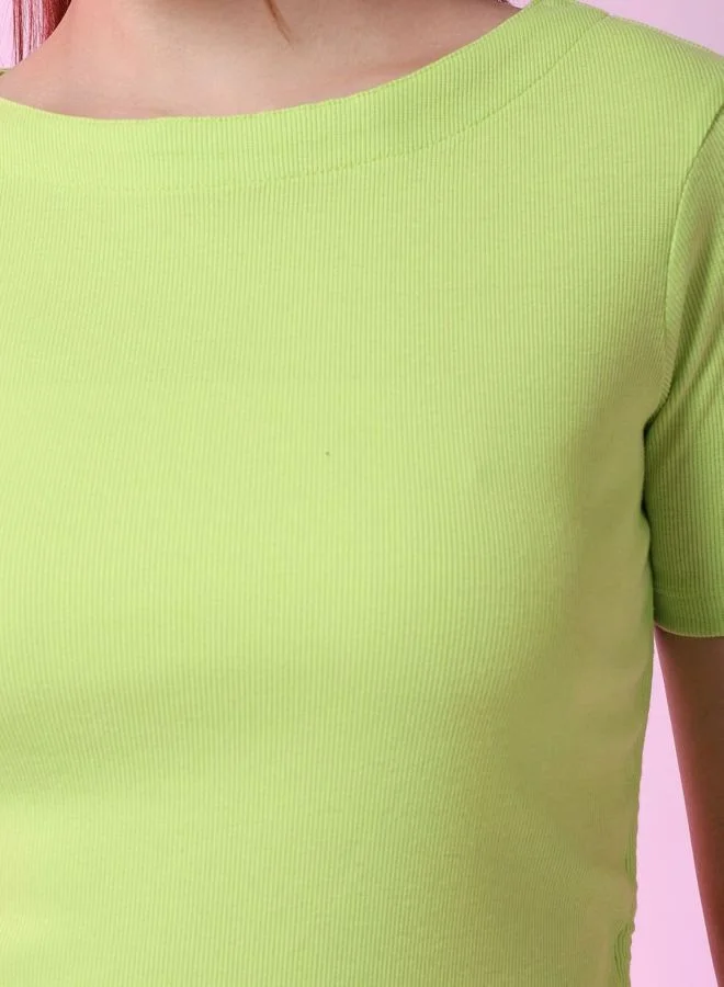 Freehand  Women Regular Fit Solid Round Neck Short Sleeve Ruched Top  | Best Price UAE