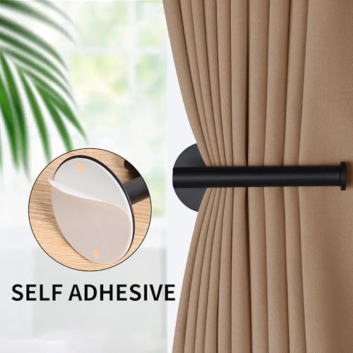 Groleca 4 Pack Curtain Holdbacks No Drill Curtain Tiebacks Self-Adhesive or Screw-in Curtain Holdbacks Curtain Pull Backs Curtain Hooks Curtain Holders Curtain Tie Backs for Curtains (4, Black) - Image 2