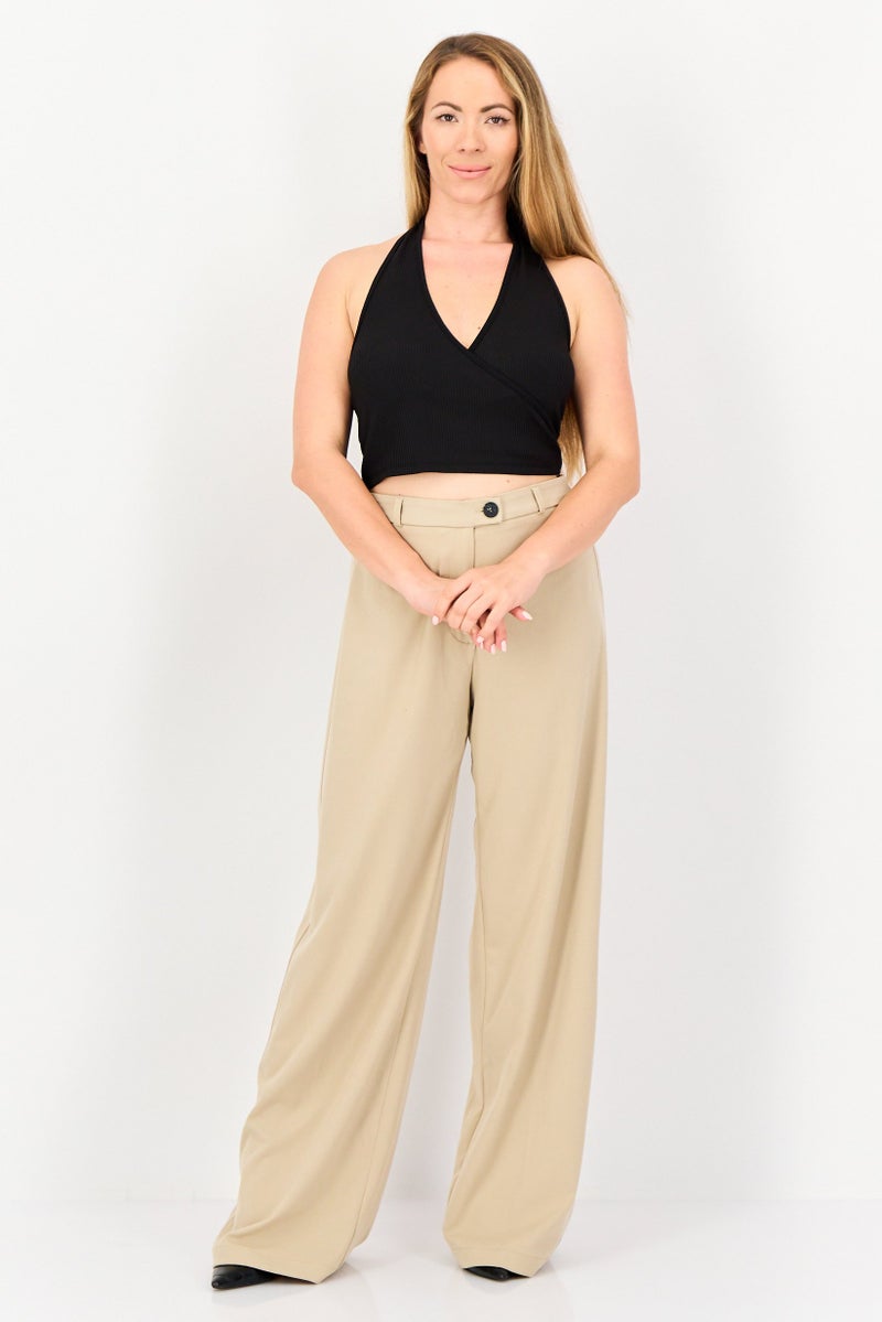 Bershka توب قصير بدون أكمام بياقة دائرية للنساء، أسود - Image 4