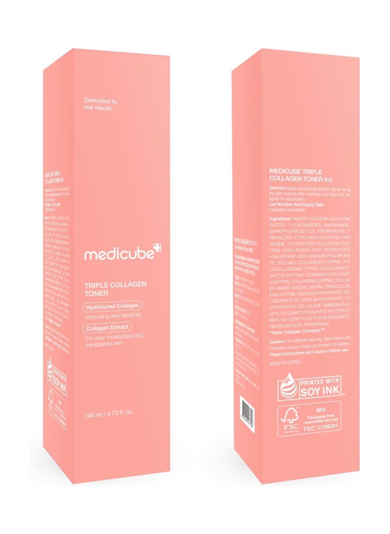 Medicube - Medicube Triple Collagen Toner - Hydrolyzed, Atelo, & Soluble Collagen for Deep Hydration & Plump Skin - Fast-Absorbing Formula for All-Day Suppleness, Korean Skincare - Image 1