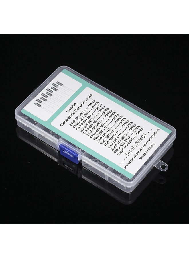 Loquat 200-Piece Electrolytic Capacitors With Storage Box Silver/Black 17.5centimeter - Image 4