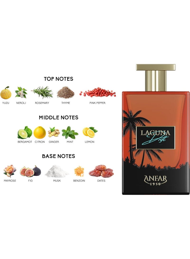 عنفر أنفار لاغونا دريفت أو دو بارفان 80 مل – عطر حمضي عطري للجنسين يدوم طويلاً مع اليوزو والنيرولي وإكليل الجبل - Image 3