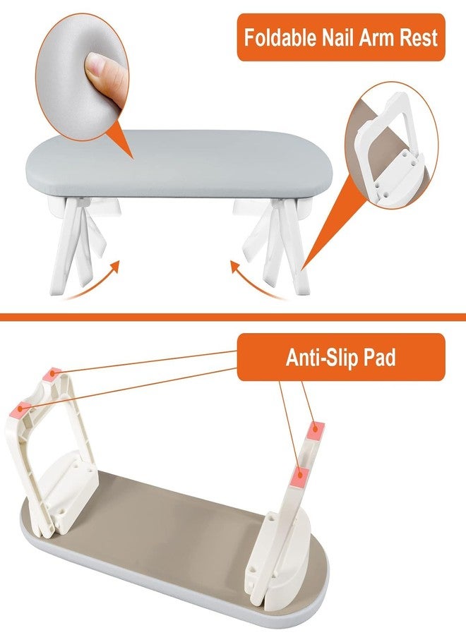 FBLXE Nail Arm Rest,Manicure Hand Rest,Nail Cushion Hand Rest Foldable PU Leather Nail Hand Rest,PVC Table Mat for Acrylic Nails,Nail Pillow Hand Rest,Nail Stand,Arm Rest For Nails Tech(Gray) - Image 4