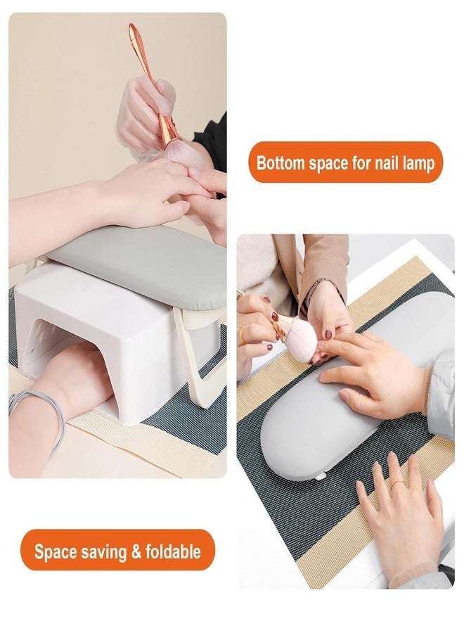 FBLXE Nail Arm Rest,Manicure Hand Rest,Nail Cushion Hand Rest Foldable PU Leather Nail Hand Rest,PVC Table Mat for Acrylic Nails,Nail Pillow Hand Rest,Nail Stand,Arm Rest For Nails Tech(Gray) - Image 5
