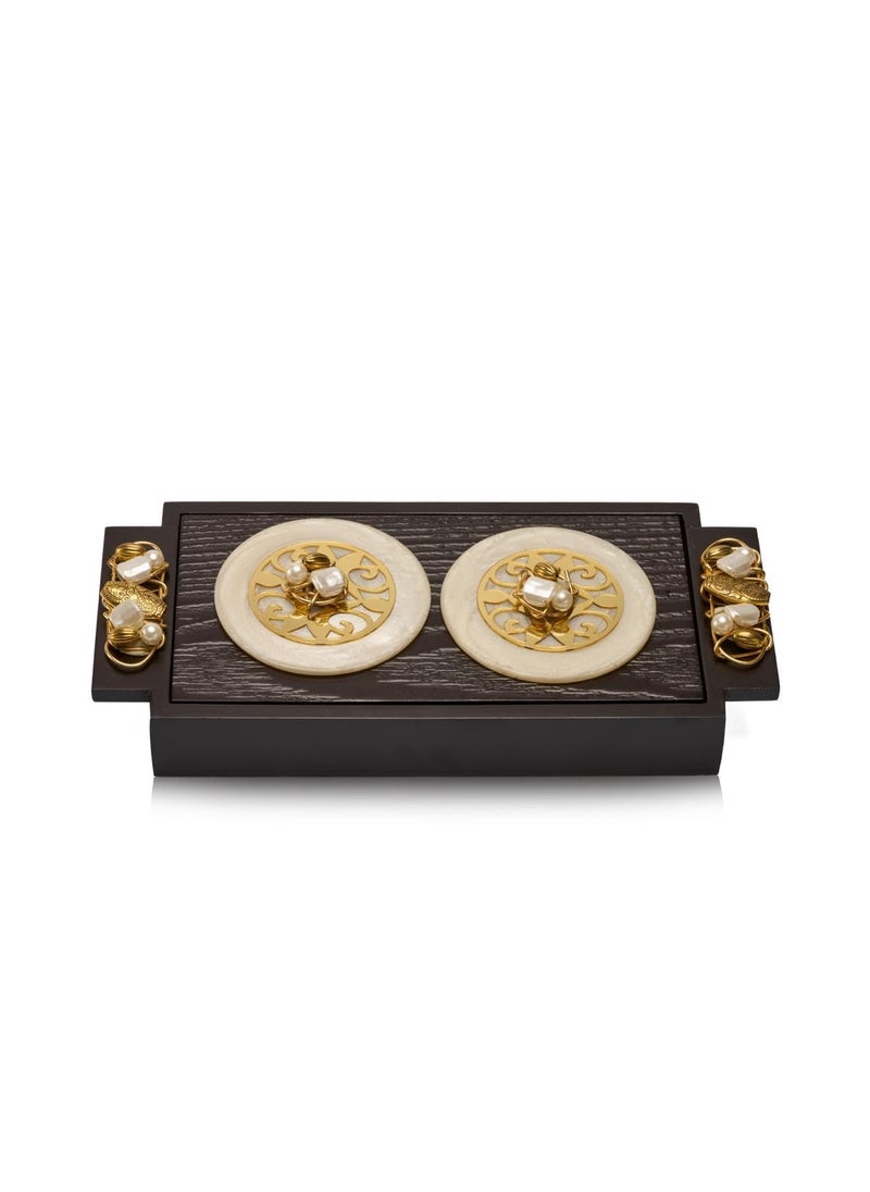 Cocktail - Cocktail Solid Engineered Wood MDF 2 Glass Coaster Tray - Stylish and Durable Coaster Holder for Dining Table, Coffee Table, or Kitchen Counter - Image 1