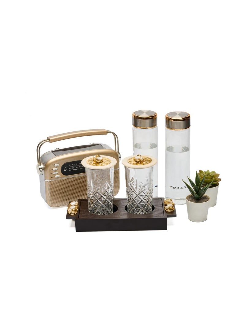 Cocktail - Cocktail Solid Engineered Wood MDF 2 Glass Coaster Tray - Stylish and Durable Coaster Holder for Dining Table, Coffee Table, or Kitchen Counter - Image 1