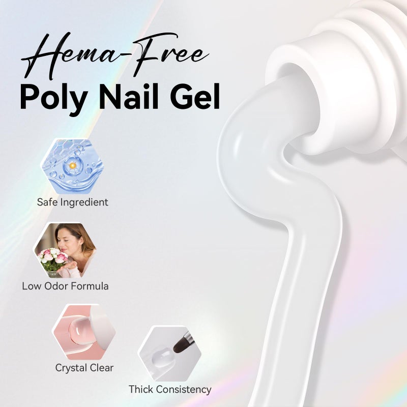 Makartt Poly Nail Gel: Clear 50ML Gel Builder for Natural-Looking Strengthener 3D Molding Gel for Trendy Nail Art-Long-Lasting and Easy to Use Supplies - Image 2