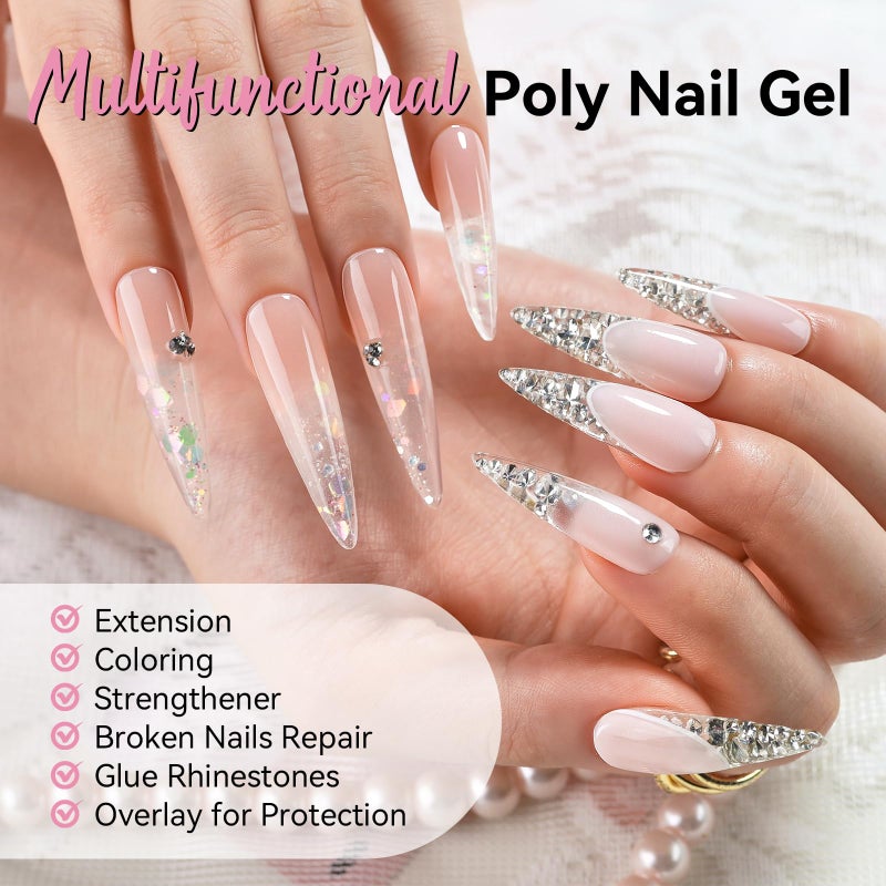 Makartt Poly Nail Gel: Clear 50ML Gel Builder for Natural-Looking Strengthener 3D Molding Gel for Trendy Nail Art-Long-Lasting and Easy to Use Supplies - Image 4