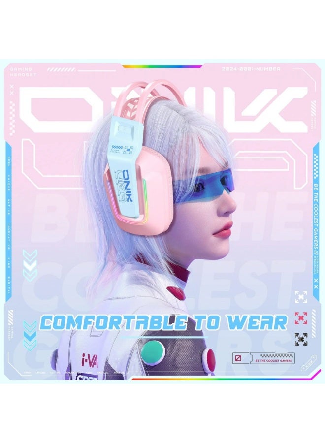 أونيكوما سماعة الألعاب X13 - سماعة رأس للألعاب بصوت ستيريو RGB مع ميكروفون - مقبس 3.5 ملم + USB للضوء لوحدات تحكم الهاتف المحمول PC PS4-5 وXbox One | وردى - Image 5