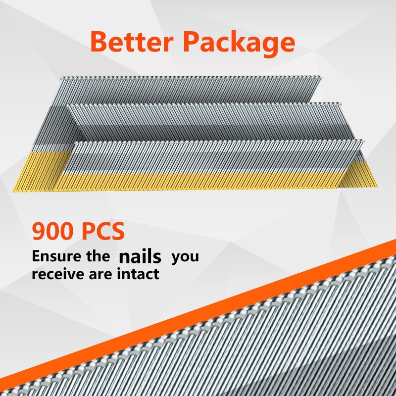 SITLDY 15 Gauge DA Angled Finish Nails, 34-Degree, 900-Pack (2-1/2", 2", 1-1/4" 300 Per Sizes), Galvanized Assorted Size Project Pack, for Pneumatic, Electric Angled Finish Nailer - Image 3