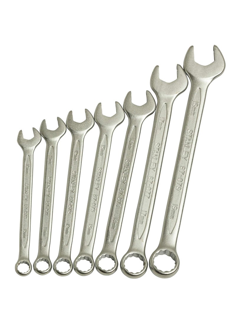 Stanley STANLEY 187038 38114 Chrome Vanadium Steel Slimline Metric Combination Spanner Set Silver 14Pieces  - Image 3