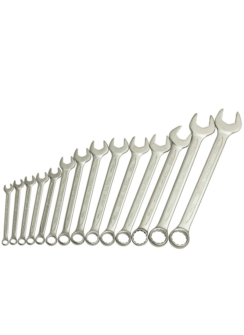 Stanley STANLEY 187038 38114 Chrome Vanadium Steel Slimline Metric Combination Spanner Set Silver 14Pieces  - Image 2