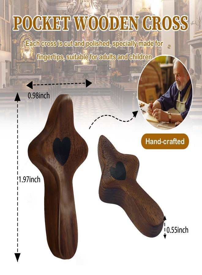 wellhouse Cross My Heart/Encouragement Gift Wooden Pocket Stress Fidget Cross Wood Christian Religious Gift - Image 2