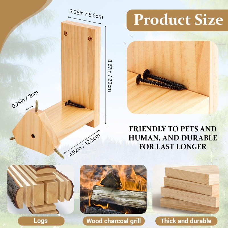 LemonRoad Squirrel Feeder for Outside, Squirrel Spinner Corn Cob Holder with 3 Ears, Wooden Chipmunk Feeder - Image 3