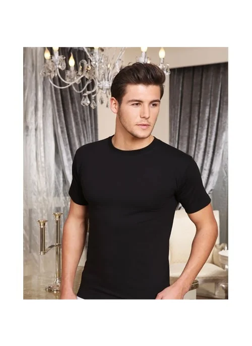 بيراك Clear Crew Neck Men Undershirt Black