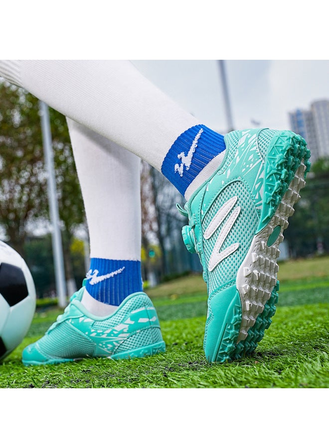 Summer Mesh Soccer Shoes With Velcro Training For Children, Primary School Students' Compeion With Rotating Buckle Shoes