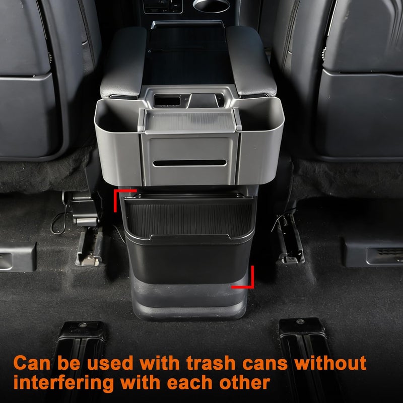 JYCDC is compatible with Toyota Sienna rear center armrest storage box,2026 2025 2024 2023 2022 second-row tissue box holder with side storage pockets, and rear seat phone tray interior trim (black). - Image 5