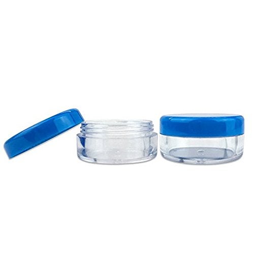 Beauticom 50 Empty 5 Grams Acrylic Clear Round Jars - BPA Free Containers for Cosmetic, Lotion, Cream, Makeup, Bead, Eye shadow, Rhinestone, Samples, Pot, Small Accessories 5g/5ml (BLUE LID) - Image 5
