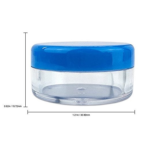 Beauticom 50 Empty 5 Grams Acrylic Clear Round Jars - BPA Free Containers for Cosmetic, Lotion, Cream, Makeup, Bead, Eye shadow, Rhinestone, Samples, Pot, Small Accessories 5g/5ml (BLUE LID) - Image 2