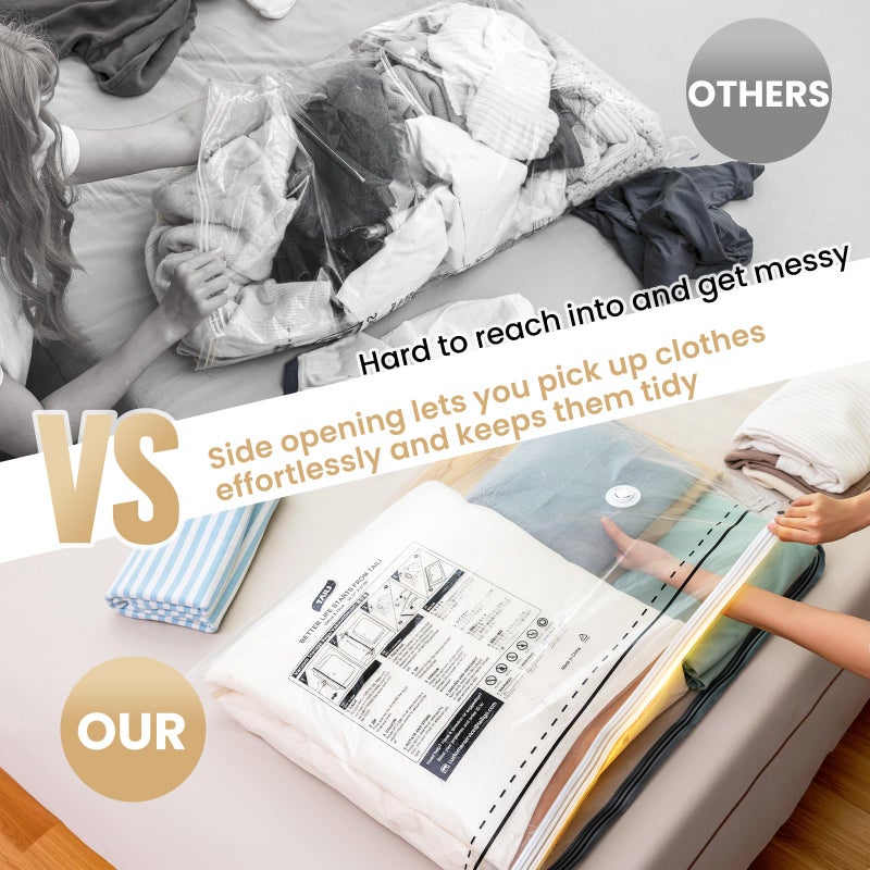 TAILI Vacuum Storage Bags 4 Pack, LONG SIDE ZIP (2 Large+2 Jumbo), Multi-Size Vacuum Seal Bags for Clothing, Storage Bulky Beddings, Blankets and Clothes, Space Saver for Closet Organization - Image 3