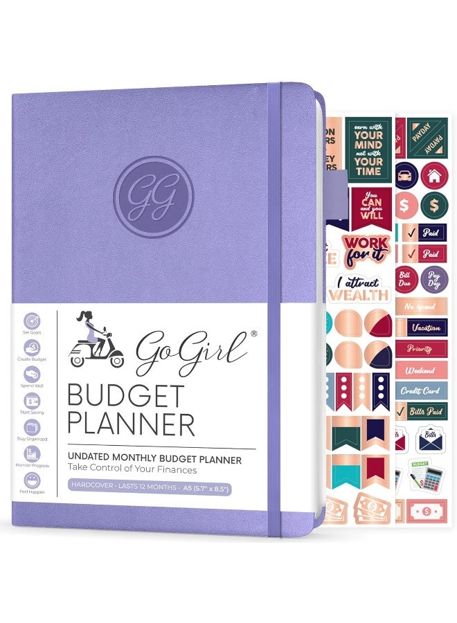 GoGirl GoGirl Budget Planner – Monthly Financial Planner Organizer Budget Book. Expense Tracker Notebook Journal to Control Your Money. Undated – Start Any Time, A5 Size, Lasts 1 Year – Lavender  - Image 1
