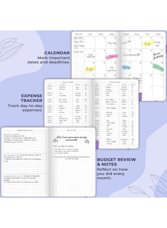 GoGirl GoGirl Budget Planner – Monthly Financial Planner Organizer Budget Book. Expense Tracker Notebook Journal to Control Your Money. Undated – Start Any Time, A5 Size, Lasts 1 Year – Lavender  - Image 4