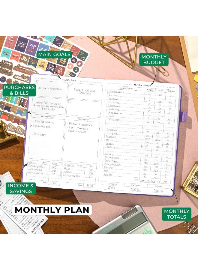 GoGirl GoGirl Budget Planner – Monthly Financial Planner Organizer Budget Book. Expense Tracker Notebook Journal to Control Your Money. Undated – Start Any Time, A5 Size, Lasts 1 Year – Lavender  - Image 3