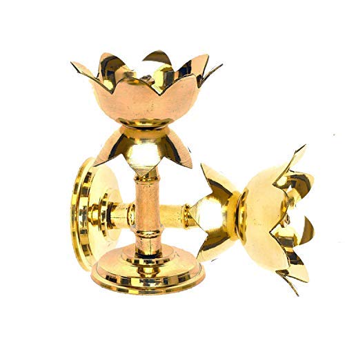 ROLIMOLI Rolimoli Brass Lotus Design Akhand Jyot Diwali Diya Pack of 3 - Image 1