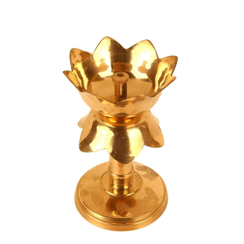 ROLIMOLI Rolimoli Brass Lotus Design Akhand Jyot Diwali Diya Pack of 3 - Image 3