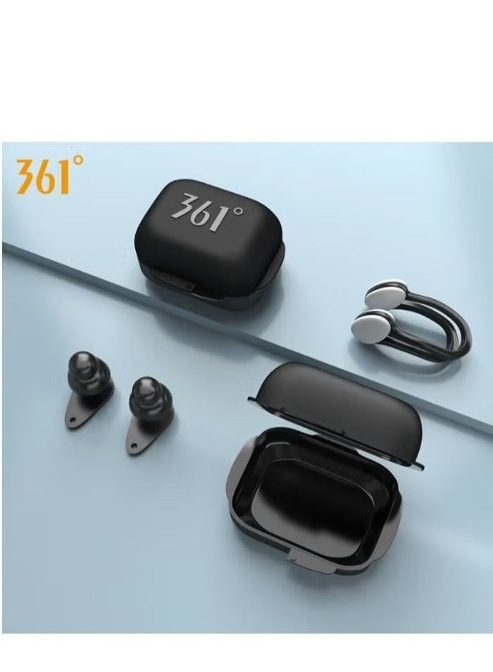 361 Degrees 3-Piece Set Of Swimming Silicone Nose Clip Earplugs Adult Unisex Soft Waterproof Anti-Choking Water Earplugs Professional Swimming Equipment With Storage Box - Image 1