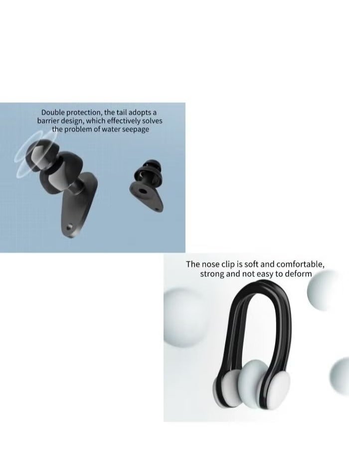 361 Degrees 3-Piece Set Of Swimming Silicone Nose Clip Earplugs Adult Unisex Soft Waterproof Anti-Choking Water Earplugs Professional Swimming Equipment With Storage Box - Image 2