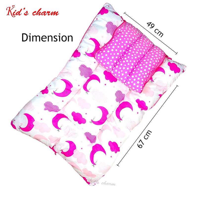 Kid's Charm Kids Charm CloudMoon 3 in 1 Babys Cotton Bed Cum Carry Bed Printed Baby Sleeping BagBaby BedInfant Portable for Unisex Easily Portable Light Weight to Carry for New Born 04 Months Old Pink - Image 5
