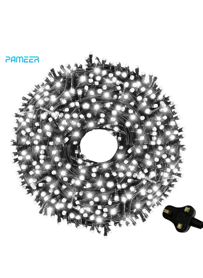 PAMEER Cool White 110ft 310 LEDs String Lights Black Wire Plug-in  String Home Decorative LED Strip for Christmas EID Ramadan Diwali and Wedding Parties Decoration Box Button Control 8 Modes  - Image 1