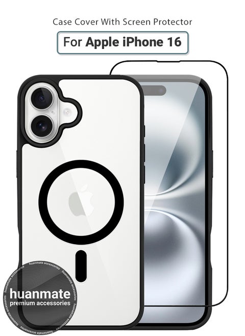 2 in 1 Apple iPhone 16 Magsafe Protection Pack - Ultra Clear Shockproof Case & Edge-to-Edge Screen Protector, 360 Degree Protection, Back Cover & Screen Protector for Apple iPhone 16