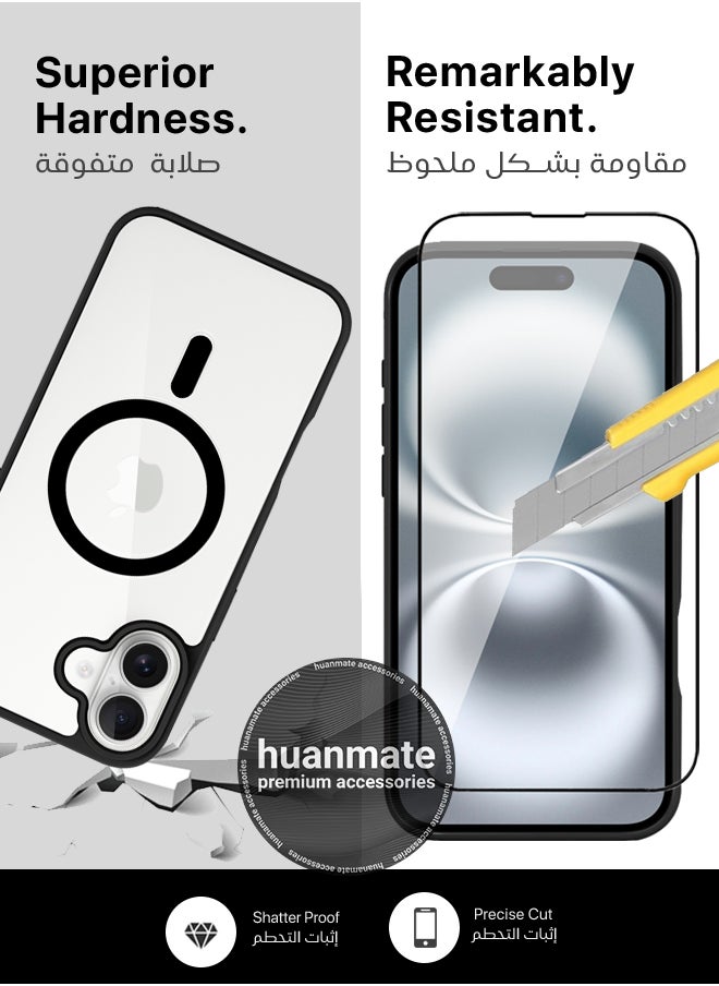 2 in 1 Apple iPhone 16 Magsafe Protection Pack - Ultra Clear Shockproof Case & Edge-to-Edge Screen Protector, 360 Degree Protection, Back Cover & Screen Protector for Apple iPhone 16